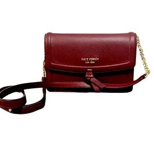Kate Spade Knotted Pebble Leather Crossbody Bag Autumnal Red or Burgundy NWT